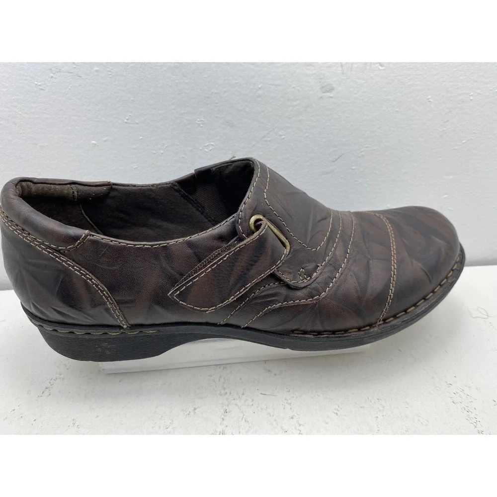 Clarks Bendables Loafers Brown Embossed Leather Flats Womens 10 M 26068747